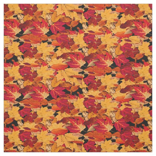 Tissu Feuille d'automne orange rouge de brun jaune (Échantillon)