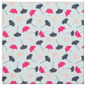 Tissu Feuille de Navy Blue, Pink, Light Blue Ginkgo (Échantillon)