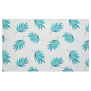 Tissu Feuille de palmier bleu-vert