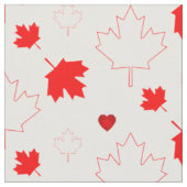 Tissu Feuille d'érable canadienne avec des cœurs sur fon (Fermer)