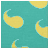 Tissu Feuille jaune sur arrière - plan vert turquoise (Détail)