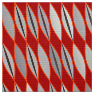 Tissu Feuille moderne de la moitié du siècle, rouge