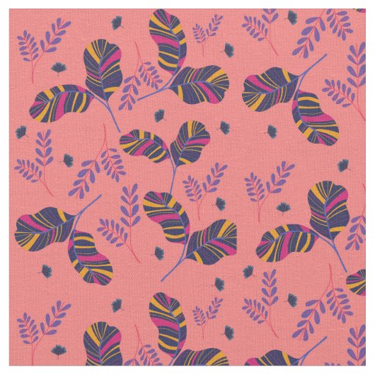 Tissu feuille rose (Fermer)