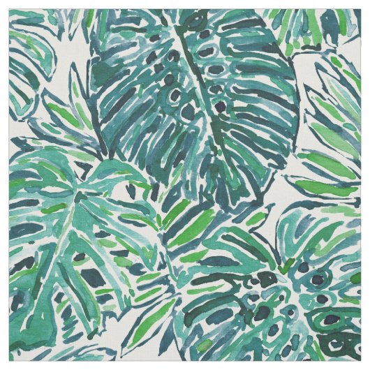 Tissu Feuille tropical de Monstera de vert de VIBRAPHONE (Échantillon)