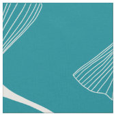 Tissu Feuilles abstraits blancs et turquoise (Fermer)