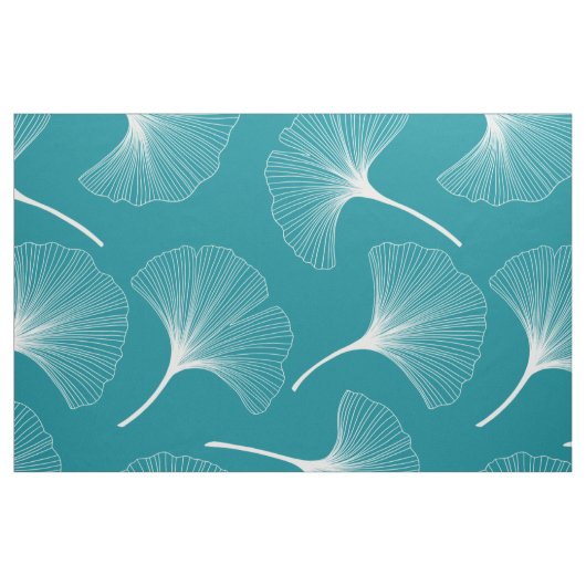 Tissu Feuilles abstraits blancs et turquoise (Fat Quarter)