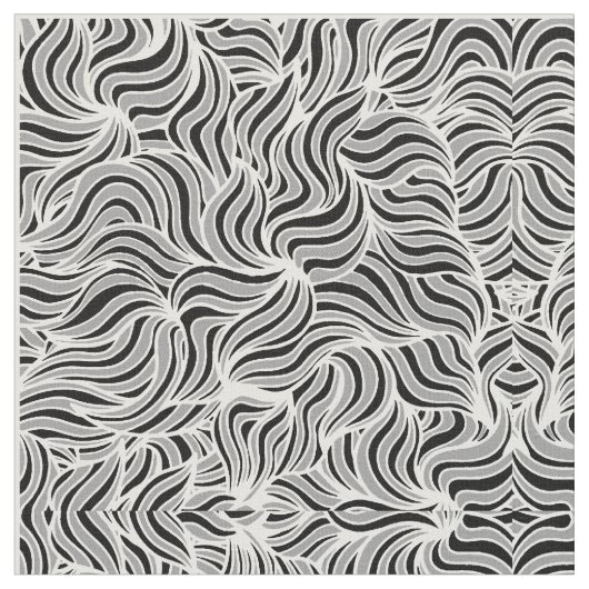 Tissu Feuilles argentés et noirs (Fermer)