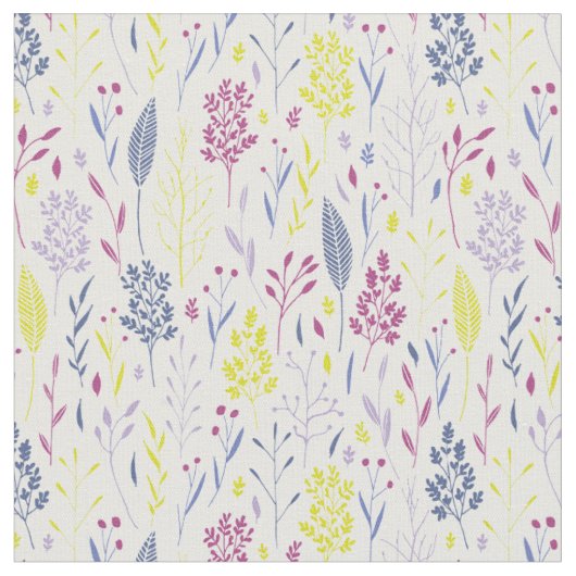 Tissu Feuilles botaniques simples dans Purples Blues & Y (Fermer)