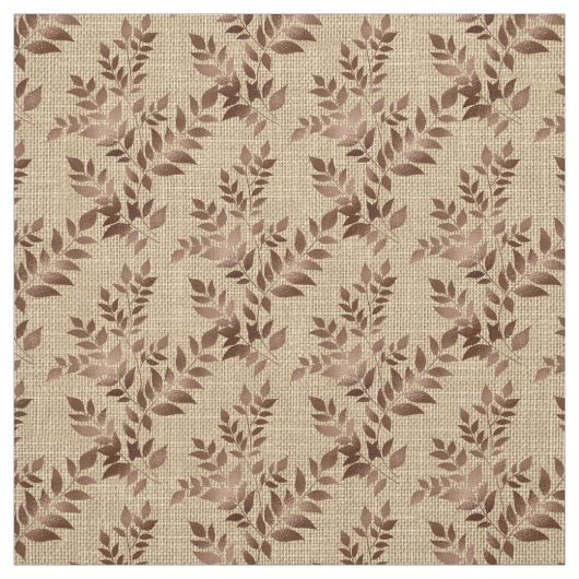 Tissu Feuilles Brown sur crème (Échantillon)