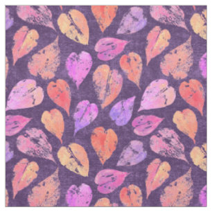 Tissu Feuilles d'automne colorées sur motif violet