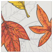 Tissu Feuilles d'automne en blanc (Fermer)
