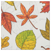Tissu Feuilles d'automne en blanc (Échantillon)