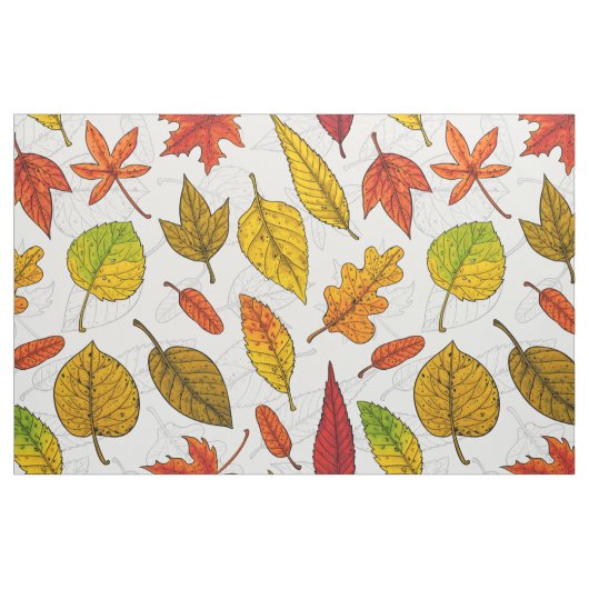 Tissu Feuilles d'automne en blanc (Fat Quarter)