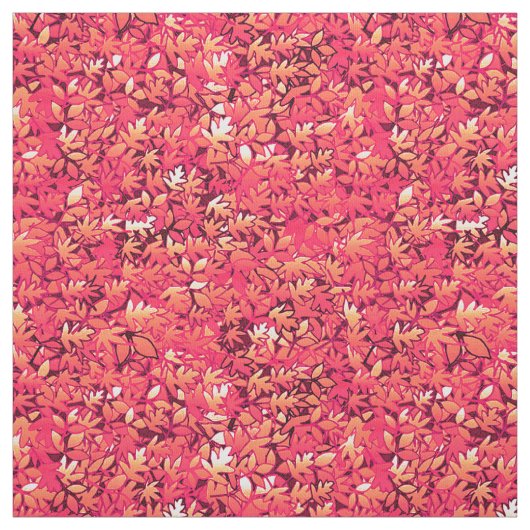 Tissu Feuilles d'automne, tons rouges et oranges (Échantillon)