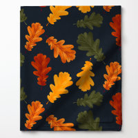 Feuilles de chêne d'automne sur fond bleu marine à