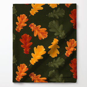 Tissu Feuilles de chêne d'automne sur motif vert