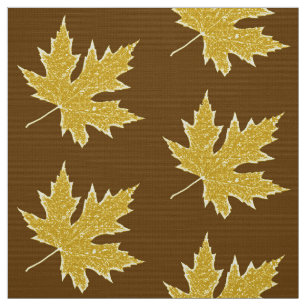 Tissu Feuilles de chêne - moutarde or et brun