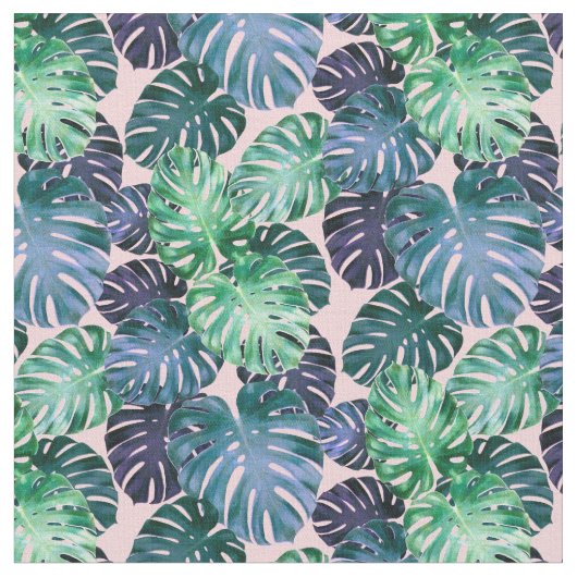 Tissu Feuilles de Monstera Tropical (Fermer)