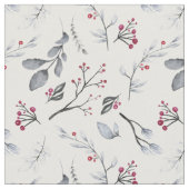 Tissu Feuilles de Noël et baies élégants (Fermer)