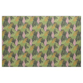 Tissu Feuilles de palmiers verts avec moutarde et rose (Fat Quarter)