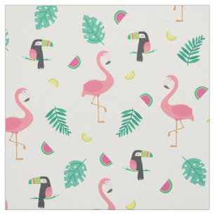 Tissu Feuilles de pastèque rose tropicale flamingo touca
