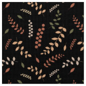 Tissu Feuilles et baies sur noir (Fermer)