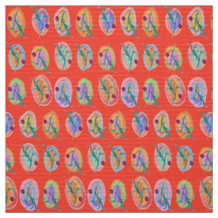 Tissu Feuilles et Berries Art folklorique