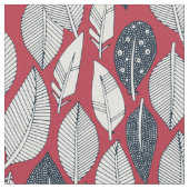 Tissu feuilles et plumes rouges (Fermer)