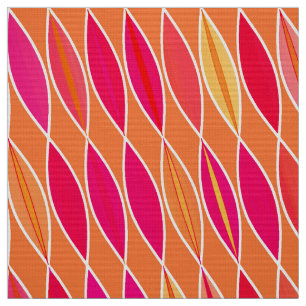 Tissu Feuilles modernes du milieu du siècle, Fuchsia ros