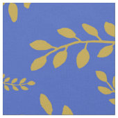 Tissu Feuilles or Satin Sheen sur Cerulean Blue (Fermer)