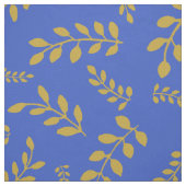 Tissu Feuilles or Satin Sheen sur Cerulean Blue (Échantillon)