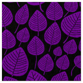 Tissu Feuilles - Pourpre sur noir (Fermer)