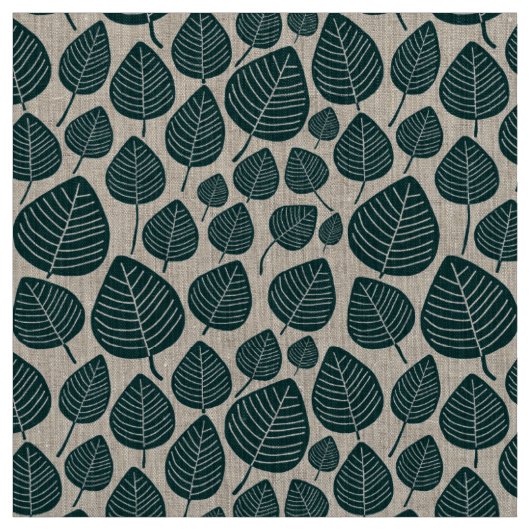 Tissu Feuilles - Vert mousse foncée (Échantillon)