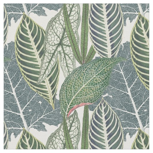 Tissu Feuilles verts tropicaux (Fermer)