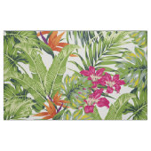 Tissu Feuilles verts tropicaux et fleurs roses (Fat Quarter)