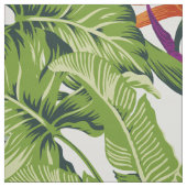 Tissu Feuilles verts tropicaux et fleurs roses (Échantillon)