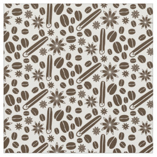 Tissu Fèves de café, cannelle et motif de vanille