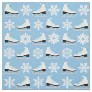 Tissu Figure bleue patins et Noël de flocons de neige
