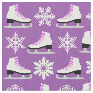 Tissu Figure pourpre patins et Noël de flocons de neige