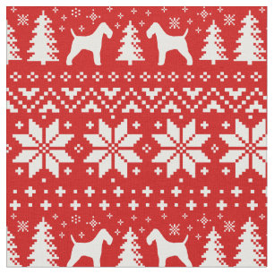 Tissu Fil Fox Terrier Silhouettes Noël Fête