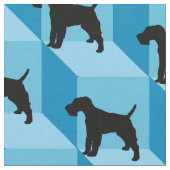 Tissu Fil Fox Terrier sur Blue Cubes (Fermer)