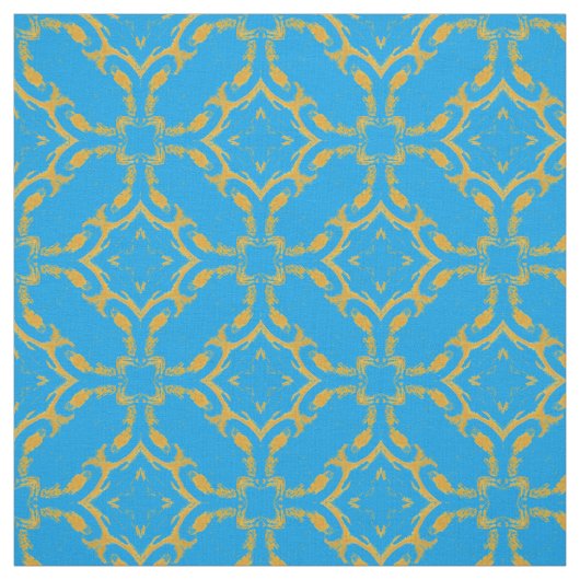 Tissu Filigree or et Motif Turquoise (Échantillon)