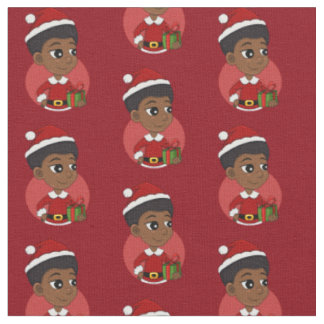 Tissu Fille de Noël avec un dessin animé afro