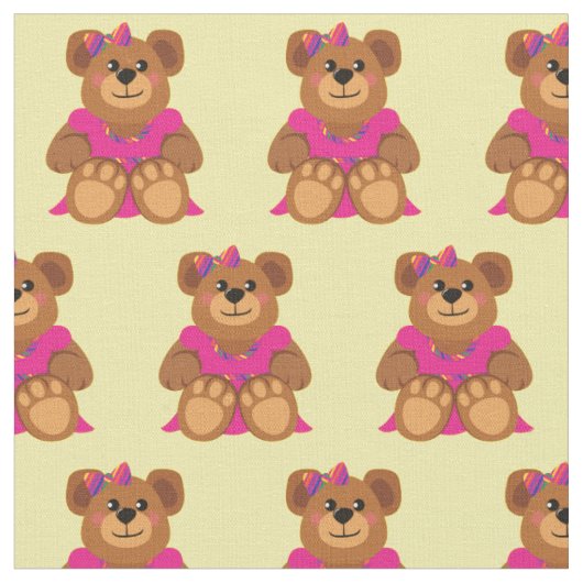 Tissu Fille Ourson en Robe Mignonne (Fermer)
