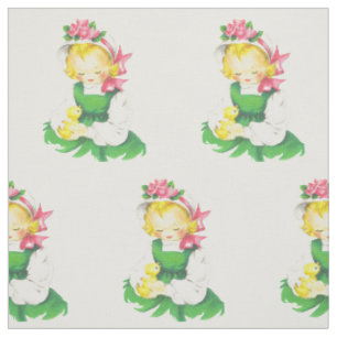 Tissu Fille Vintage Pâques Pâques Et Poussin Pâques 4,5"