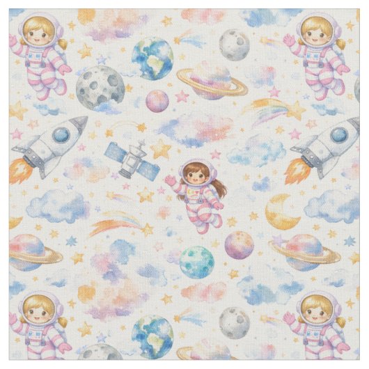 Tissu Filles de l'espace pastel (Fermer)