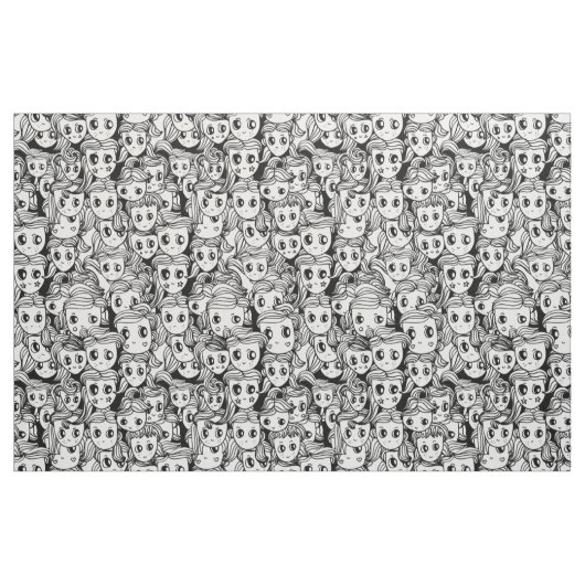 Tissu Filles mignonnes de cheveux (Fat Quarter)
