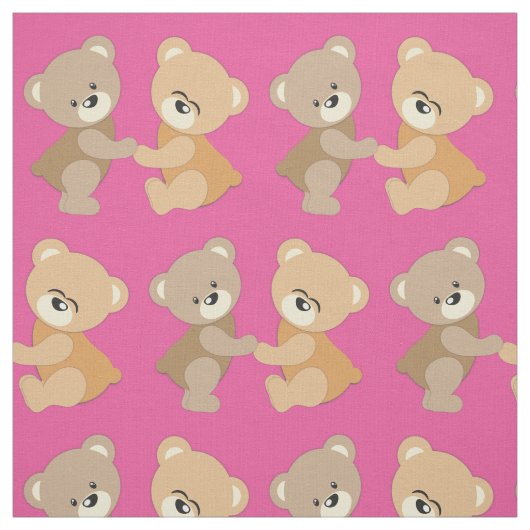 Tissu Filles mignonnes Nounours (Échantillon)
