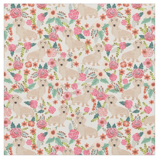 Tissu Fils vintages de crèmes de dachshund (Fermer)