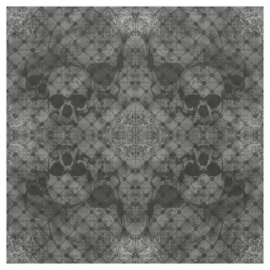 Tissu Fishnet Damask Skuls Goth fabric (Échantillon)